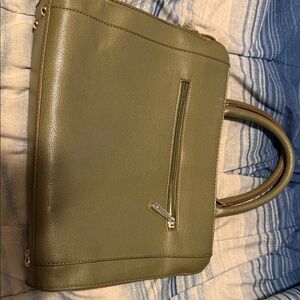 Olive Green Leather Tote Bag